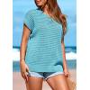 imagePRETTYGARDEN Womens Spring Tops 2026 Summer Shirts Crochet Cap Sleeve Sweater Pullover Cute Beach Vacation ClothesSky Blue