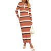 imagePRETTYGARDEN Womens Striped Spring Midi Sweater Dress Fall Long Sleeve Button Up V Neck Knit Bodycon Vacation Party Dresses