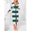 imagePRETTYGARDEN Womens Striped Sweater Dress Long Sleeve V Neck Button Down Knit Bodycon Maxi Dresses with Slit