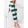 imagePRETTYGARDEN Womens Striped Sweater Dress Long Sleeve V Neck Button Down Knit Bodycon Maxi Dresses with Slit