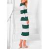 imagePRETTYGARDEN Womens Striped Sweater Dress Long Sleeve V Neck Button Down Knit Bodycon Maxi Dresses with Slit