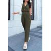 imagePRETTYGARDEN Womens Summer 2 Piece Blazer Outfit Casual Button V Neck Cropped Vest Tops High Waisted Pants Suit Set Army GreenLarge
