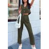 imagePRETTYGARDEN Womens Summer 2 Piece Blazer Outfit Casual Button V Neck Cropped Vest Tops High Waisted Pants Suit Set Army GreenLarge