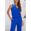imagePRETTYGARDEN Womens Summer 2 Piece Tracksuit V Neck Tank Top Jogger Sweatpants Set Casual Lounge Outfits Royal BlueMedium