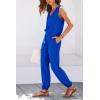 imagePRETTYGARDEN Womens Summer 2 Piece Tracksuit V Neck Tank Top Jogger Sweatpants Set Casual Lounge Outfits Royal BlueMedium