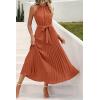 imagePRETTYGARDEN Womens Summer Casual Long Dress Sleeveless Halter Neck Swiss Dot Pleated Beach Maxi Sun Dresses