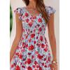 imagePRETTYGARDEN Womens Summer Flowy Maxi Dress Casual Cap Sleeve V Neck Smocked Beach SundressFloral Blue Red