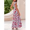 imagePRETTYGARDEN Womens Summer Flowy Maxi Dress Casual Cap Sleeve V Neck Smocked Beach SundressFloral Blue Red