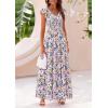 imagePRETTYGARDEN Womens Summer Flowy Maxi Dress Casual Cap Sleeve V Neck Smocked Beach SundressFloral Purple Pink