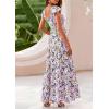 imagePRETTYGARDEN Womens Summer Flowy Maxi Dress Casual Cap Sleeve V Neck Smocked Beach SundressFloral Purple Pink