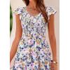 imagePRETTYGARDEN Womens Summer Flowy Maxi Dress Casual Cap Sleeve V Neck Smocked Beach SundressFloral Purple Pink