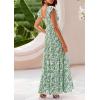 imagePRETTYGARDEN Womens Summer Flowy Maxi Dress Casual Cap Sleeve V Neck Smocked Beach SundressLeaves Light Green