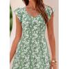 imagePRETTYGARDEN Womens Summer Flowy Maxi Dress Casual Cap Sleeve V Neck Smocked Beach SundressLeaves Light Green