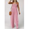 imagePRETTYGARDEN Womens Summer Jumpsuits Dressy Casual One Piece Outfits Linen Smocked Spaghetti Strap Pockets Wide Leg Rompers