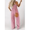 imagePRETTYGARDEN Womens Summer Jumpsuits Dressy Casual One Piece Outfits Linen Smocked Spaghetti Strap Pockets Wide Leg Rompers