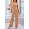 imagePRETTYGARDEN Womens Summer Knit 2 Piece Outfit Short Sleeve Crop Tee Tops Wide Leg Pants Set Tracksuit Loungewear