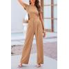 imagePRETTYGARDEN Womens Summer Knit 2 Piece Outfit Short Sleeve Crop Tee Tops Wide Leg Pants Set Tracksuit Loungewear