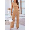 imagePRETTYGARDEN Womens Summer Knit 2 Piece Outfit Short Sleeve Crop Tee Tops Wide Leg Pants Set Tracksuit Loungewear