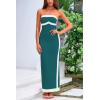 imagePRETTYGARDEN Womens Summer Long Bodycon Dress Sexy Strapless Back Slit Cocktail Party Tube Maxi Dresses Lake BlueMedium