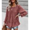 imagePRETTYGARDEN Womens Summer Loose Chiffon Blouse Mesh Long Sleeve Casual Round Neck Peplum Tops