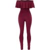 imagePRETTYGARDEN Womens Summer Off Shoulder Bodycon Jumpsuit Rompers Ruffle Sleeve Hollow Out Sexy Club Outfits