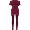 imagePRETTYGARDEN Womens Summer Off Shoulder Bodycon Jumpsuit Rompers Ruffle Sleeve Hollow Out Sexy Club Outfits