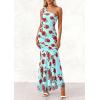 imagePRETTYGARDEN Womens Summer One Shoulder Maxi Dress 2026 Floral Sleeveless Bodycon Mesh Long Beach Vacation Sun DressesFloral Blue Rose