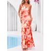 imagePRETTYGARDEN Womens Summer One Shoulder Maxi Dress 2026 Floral Sleeveless Bodycon Mesh Long Beach Vacation Sun DressesOrange Watercolour