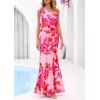 imagePRETTYGARDEN Womens Summer One Shoulder Maxi Dress 2026 Floral Sleeveless Bodycon Mesh Long Beach Vacation Sun DressesPink Flower