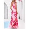 imagePRETTYGARDEN Womens Summer One Shoulder Maxi Dress 2026 Floral Sleeveless Bodycon Mesh Long Beach Vacation Sun DressesPink Flower