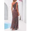 imagePRETTYGARDEN Womens Summer One Shoulder Maxi Dress 2026 Floral Sleeveless Bodycon Mesh Long Beach Vacation Sun DressesPolka Dot Brown