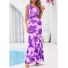 imagePRETTYGARDEN Womens Summer One Shoulder Maxi Dress 2026 Floral Sleeveless Bodycon Mesh Long Beach Vacation Sun DressesPurple Flower