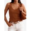imagePRETTYGARDEN Womens Summer Sleeveless Tank Tops 2026 V Neck Ruffle Lightweight Ribbed Knit Shirt Casual Going Out TopBrown