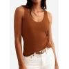 imagePRETTYGARDEN Womens Summer Sleeveless Tank Tops 2026 V Neck Ruffle Lightweight Ribbed Knit Shirt Casual Going Out TopBrown