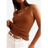 imagePRETTYGARDEN Womens Summer Sleeveless Tank Tops 2026 V Neck Ruffle Lightweight Ribbed Knit Shirt Casual Going Out TopBrown