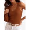 imagePRETTYGARDEN Womens Summer Sleeveless Tank Tops 2026 V Neck Ruffle Lightweight Ribbed Knit Shirt Casual Going Out TopBrown