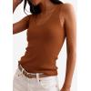 imagePRETTYGARDEN Womens Summer Sleeveless Tank Tops 2026 V Neck Ruffle Lightweight Ribbed Knit Shirt Casual Going Out TopBrown