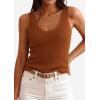 imagePRETTYGARDEN Womens Summer Sleeveless Tank Tops 2026 V Neck Ruffle Lightweight Ribbed Knit Shirt Casual Going Out TopBrown