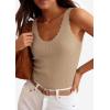 imagePRETTYGARDEN Womens Summer Sleeveless Tank Tops 2026 V Neck Ruffle Lightweight Ribbed Knit Shirt Casual Going Out TopDark Apricot