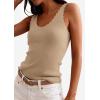 imagePRETTYGARDEN Womens Summer Sleeveless Tank Tops 2026 V Neck Ruffle Lightweight Ribbed Knit Shirt Casual Going Out TopDark Apricot