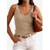imagePRETTYGARDEN Womens Summer Sleeveless Tank Tops 2026 V Neck Ruffle Lightweight Ribbed Knit Shirt Casual Going Out TopDark Apricot