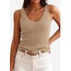imagePRETTYGARDEN Womens Summer Sleeveless Tank Tops 2026 V Neck Ruffle Lightweight Ribbed Knit Shirt Casual Going Out TopDark Apricot