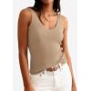 imagePRETTYGARDEN Womens Summer Sleeveless Tank Tops 2026 V Neck Ruffle Lightweight Ribbed Knit Shirt Casual Going Out TopDark Apricot