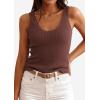 imagePRETTYGARDEN Womens Summer Sleeveless Tank Tops 2026 V Neck Ruffle Lightweight Ribbed Knit Shirt Casual Going Out TopDark Brown