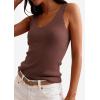 imagePRETTYGARDEN Womens Summer Sleeveless Tank Tops 2026 V Neck Ruffle Lightweight Ribbed Knit Shirt Casual Going Out TopDark Brown