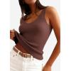 imagePRETTYGARDEN Womens Summer Sleeveless Tank Tops 2026 V Neck Ruffle Lightweight Ribbed Knit Shirt Casual Going Out TopDark Brown