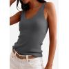 imagePRETTYGARDEN Womens Summer Sleeveless Tank Tops 2026 V Neck Ruffle Lightweight Ribbed Knit Shirt Casual Going Out TopDark Grey