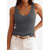 imagePRETTYGARDEN Womens Summer Sleeveless Tank Tops 2026 V Neck Ruffle Lightweight Ribbed Knit Shirt Casual Going Out TopDark Grey