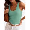 imagePRETTYGARDEN Womens Summer Sleeveless Tank Tops 2026 V Neck Ruffle Lightweight Ribbed Knit Shirt Casual Going Out TopGreen