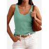 imagePRETTYGARDEN Womens Summer Sleeveless Tank Tops 2026 V Neck Ruffle Lightweight Ribbed Knit Shirt Casual Going Out TopGreen